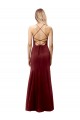 Comprar Borgoña oscuro Sirena Halter Cuello Alto Crepé Elástico Largo Formales Vestidos de dama de honor / Vestidos de fiesta