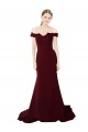 Comprar Borgoña oscuro Sirena Hombros Descubiertos Barrer tren Crepé Elástico Encaje Largo Formales Vestidos de dama de honor / Vestidos de fiesta