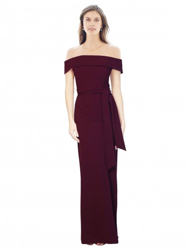 Comprar Borgoña oscuro Sirena Hombros Descubiertos Crepé Elástico Largo Formales Vestidos de dama de honor / Vestidos de fiesta