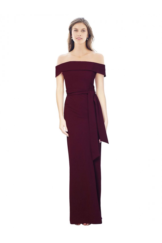 Comprar Borgoña oscuro Sirena Hombros Descubiertos Crepé Elástico Largo Formales Vestidos de dama de honor / Vestidos de fiesta