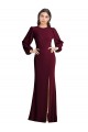 Comprar Borgoña oscuro Trompeta Barco Crepé Elástico Largo Formales Vestidos de dama de honor / Vestidos de fiesta