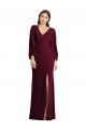 Comprar Borgoña oscuro Trompeta Cuello en V Crepé Elástico Largo Vestidos de dama de honor / Vestidos de fiesta