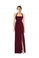 Comprar Borgoña oscuro Trompeta Halter Crepé Elástico Largo Vestidos de dama de honor / Vestidos de fiesta