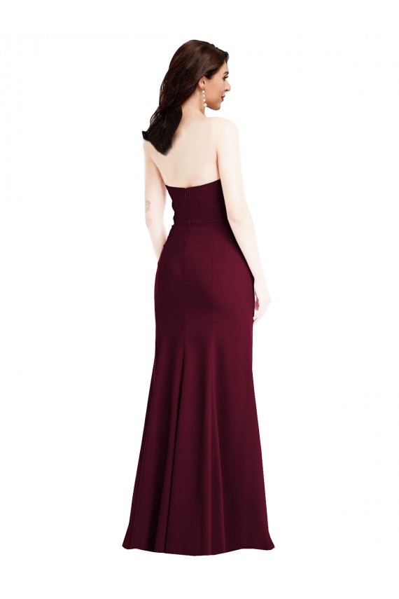 Comprar Borgoña oscuro Trompeta Sin tirantes Crepé Elástico Largo Vestidos de dama de honor / Vestidos de fiesta