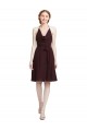Comprar Borgoña oscuro línea A Tirantes espagueti Halter Gasa Corto Vestidos de dama de honor / Vestidos de cóctel