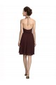 Comprar Borgoña oscuro línea A Tirantes espagueti Halter Gasa Corto Vestidos de dama de honor / Vestidos de cóctel