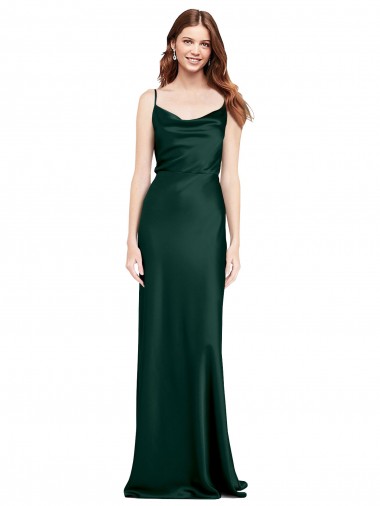 Comprar Cazador Verde Cubierta Satén elástico Largo Formales Vestidos de dama de honor / Vestidos de fiesta