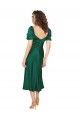 Comprar Cazador Verde línea A Cuello de Corazón Midi Satén sedoso Corto Formales Vestidos de dama de honor / Vestidos de fiesta