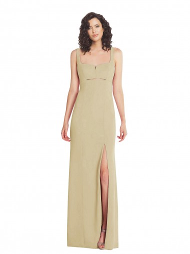 Comprar Champán Trompeta Cuadrado Crepé Elástico Largo Formales Vestidos de dama de honor / Vestidos de fiesta