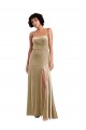Comprar Champán línea A Cuadrado Terciopelo Elástico Largo Formales Vestidos de dama de honor / Vestidos de fiesta