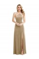 Comprar Champán línea A Halter Cuello Alto Terciopelo Elástico Largo Vestidos de dama de honor / Vestidos de fiesta
