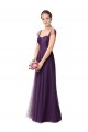 Comprar Ciruela línea A Cuello de Corazón Tul Largo Vestidos de dama de honor