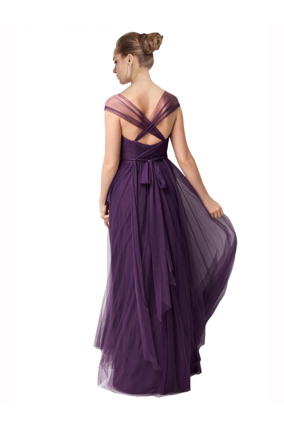 Comprar Ciruela línea A Cuello de Corazón Tul Largo Vestidos de dama de honor