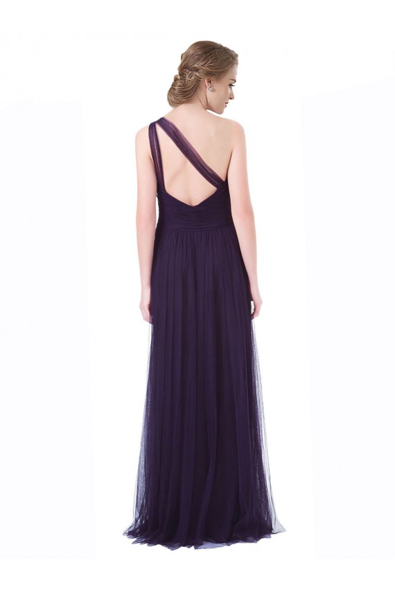 Comprar Ciruela línea A Un Hombre Cuello de Corazón Tul Largo Vestidos de dama de honor