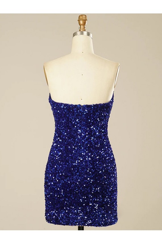 Comprar Color mostrado Cubierta Cuello de Corazón Corto Lentejuelas Terciopelo Corto Vestidos de fiesta