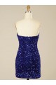 Comprar Color mostrado Cubierta Cuello de Corazón Corto Lentejuelas Terciopelo Corto Vestidos de fiesta