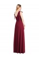 Comprar Coral Trompeta Cuello en V Gasa Largo Vestidos de dama de honor