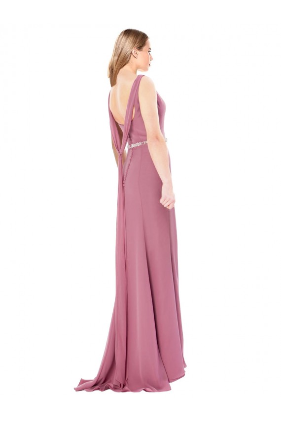 Comprar Cubierta Cuello Alto Gasa Largo Vestidos de dama de honor / Vestidos de fiesta