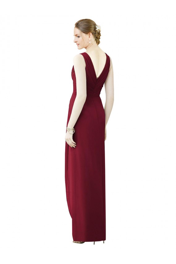 Comprar Cubierta Cuello en V Gasa Largo Vestidos de dama de honor