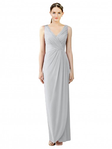 Comprar Cubierta Cuello en V Gasa Largo Vestidos de dama de honor