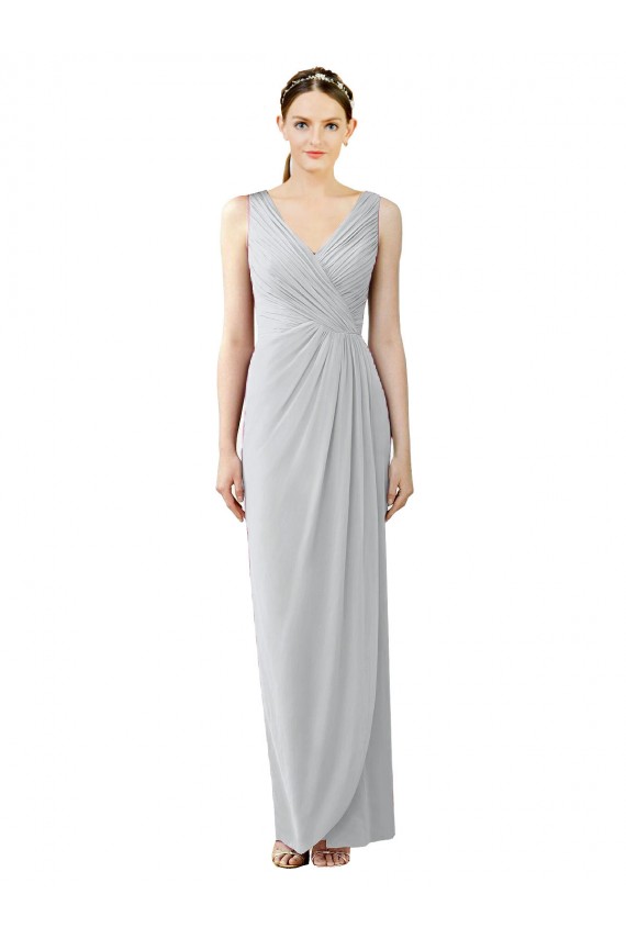 Comprar Cubierta Cuello en V Gasa Largo Vestidos de dama de honor