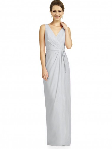 Comprar Cubierta Cuello en V Gasa Largo Vestidos de dama de honor