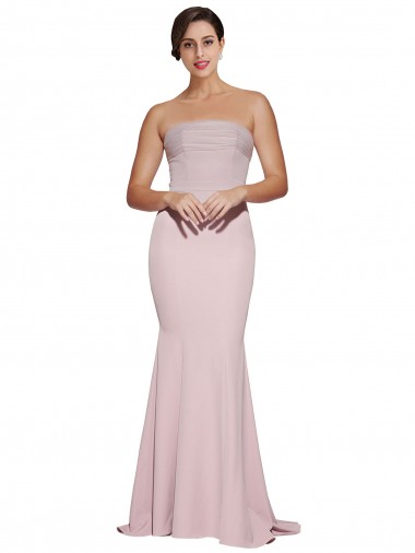 Comprar Cubierta Sin tirantes Barrer tren Crepé Elástico Largo Formales Vestidos de dama de honor / Vestidos de fiesta