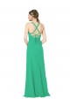 Comprar Esmeralda Cubierta Cuello en V Gasa Largo Vestidos de dama de honor