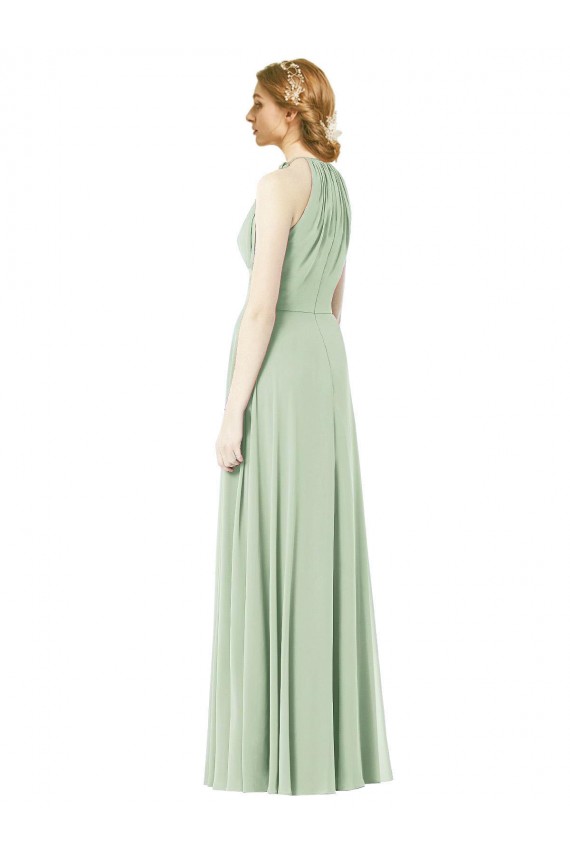 Comprar Esmeralda línea A Halter Gasa Largo Vestidos de dama de honor
