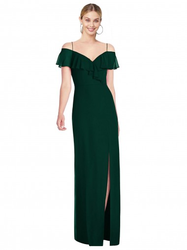 Comprar Evergreen Trompeta Tirantes espagueti Gasa Largo Vestidos de dama de honor