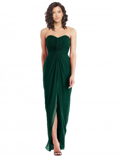 Comprar Evergreen línea A Cuello de Corazón Sin tirantes Gasa Largo Vestidos de dama de honor