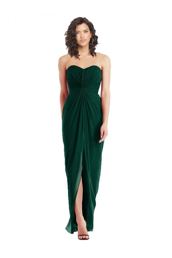 Comprar Evergreen línea A Cuello de Corazón Sin tirantes Gasa Largo Vestidos de dama de honor