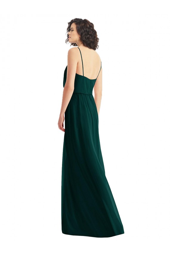 Comprar Evergreen línea A Cuello en V Gasa Largo Vestidos de dama de honor