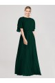 Comprar Evergreen línea A Cuello redondo Gasa Largo Vestidos de dama de honor
