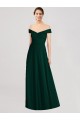 Comprar Evergreen línea A Hombros Descubiertos Cuello en V Gasa Largo Vestidos de dama de honor