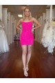 Comprar Fucsia Cubierta Tirantes espagueti Corto Lentejuelas Terciopelo Corto Vestidos de fiesta