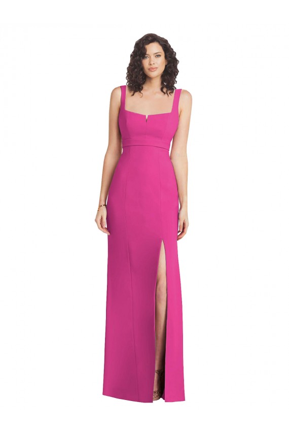 Comprar Fucsia Trompeta Cuadrado Crepé Elástico Largo Vestidos de dama de honor / Vestidos de fiesta