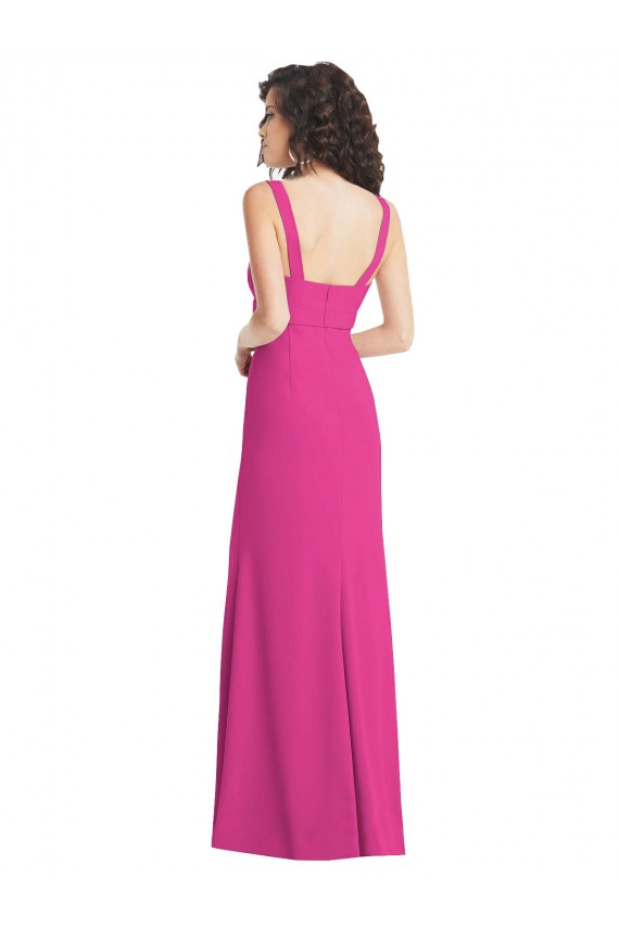 Comprar Fucsia Trompeta Cuadrado Crepé Elástico Largo Vestidos de dama de honor / Vestidos de fiesta