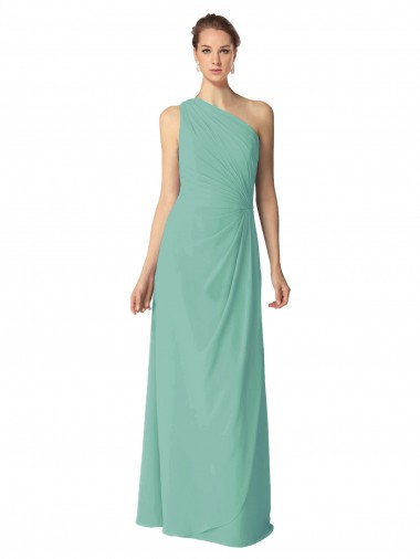Comprar Jade línea A Un Hombre Gasa Largo Vestidos de dama de honor