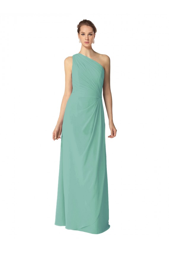 Comprar Jade línea A Un Hombre Gasa Largo Vestidos de dama de honor