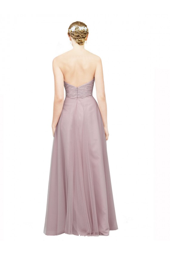 Comprar Light Lilac línea A Cuello de Corazón Tul Encaje Largo Vestidos de dama de honor