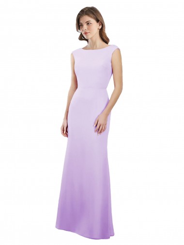Comprar Lila Columna Cuello redondo Gasa Largo Vestidos de dama de honor