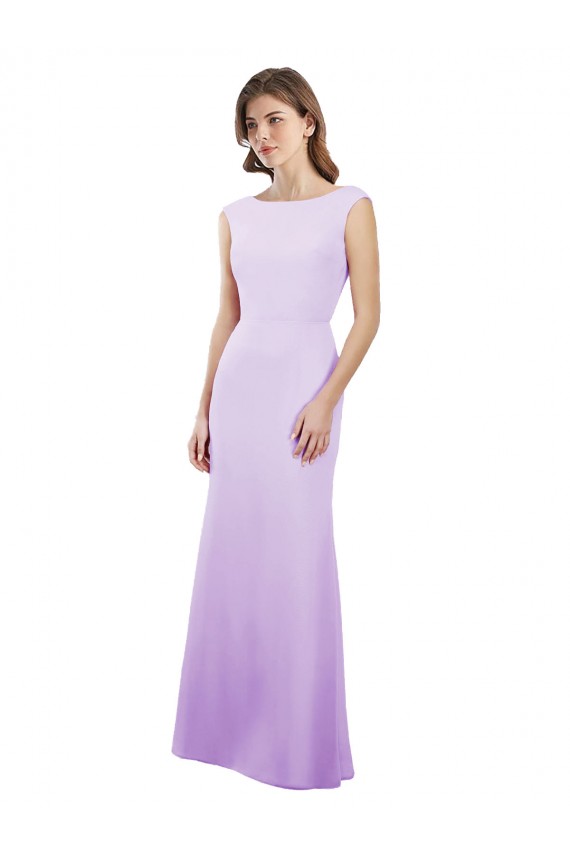 Comprar Lila Columna Cuello redondo Gasa Largo Vestidos de dama de honor