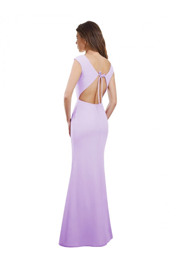 Comprar Lila Columna Cuello redondo Gasa Largo Vestidos de dama de honor