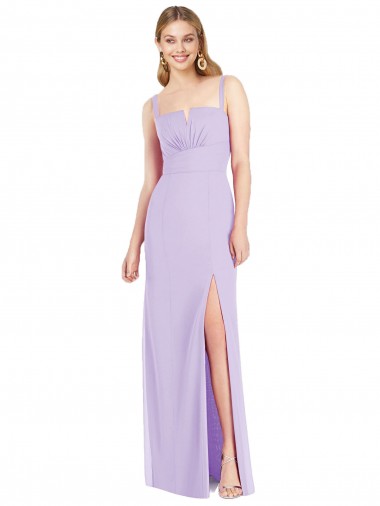 Comprar Lila Sirena Tirantes espagueti Cuello en V Sin tirantes Gasa Largo Vestidos de dama de honor