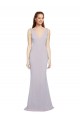 Comprar Lila ártica Sirena Cuello en V Crepé Elástico Largo Formales Vestidos de dama de honor / Vestidos de fiesta