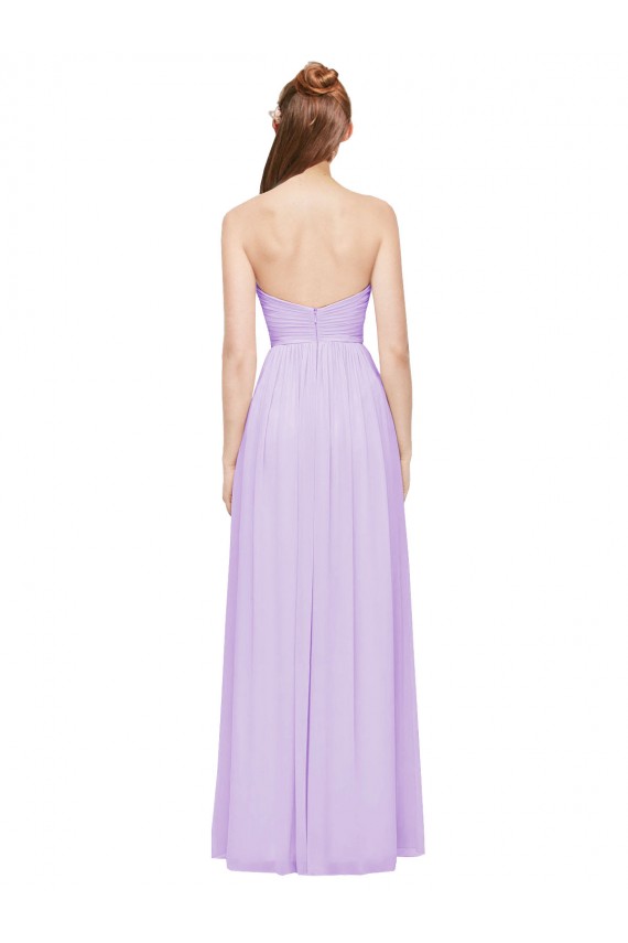 Comprar Lila línea A Cuello de Corazón Sin tirantes Gasa Largo Vestidos de dama de honor
