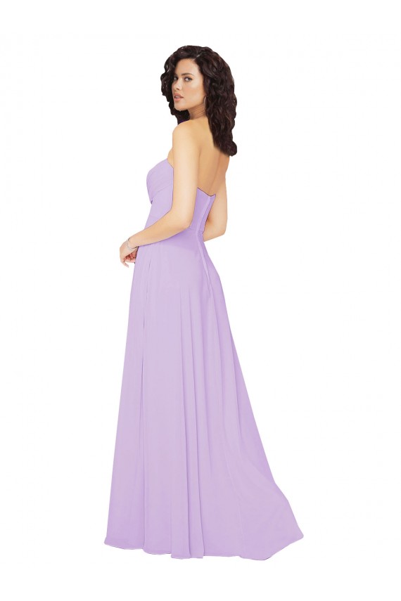 Comprar Lila línea A Cuello de Corazón Sin tirantes Gasa Largo Vestidos de dama de honor