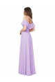 Comprar Lila línea A Hombros Descubiertos Sin tirantes Gasa Largo Vestidos de dama de honor