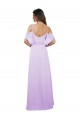 Comprar Lila línea A Hombros Descubiertos Tirantes espagueti Gasa Largo Vestidos de dama de honor